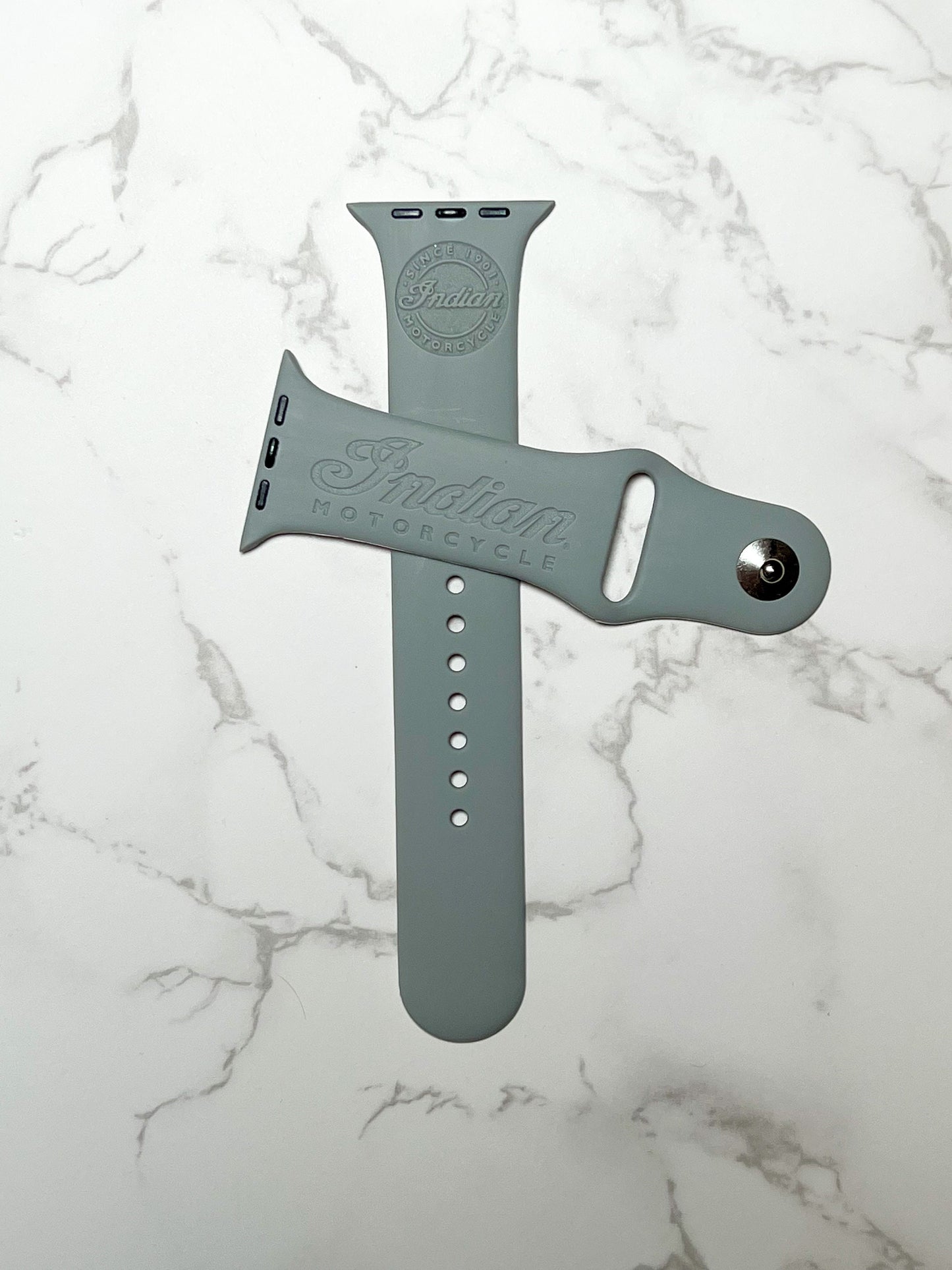Indian Motorcycle Inspired Watch Band // Custom Engraved Silicone Watch Band // Motorcycle Watch Band