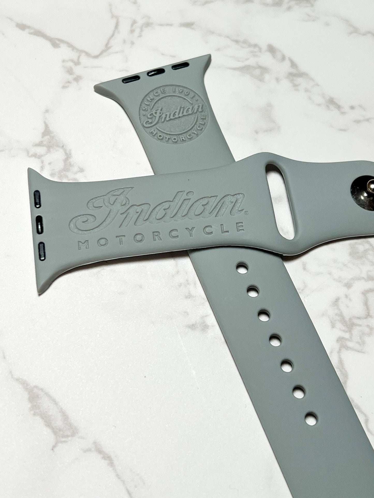 Indian Motorcycle Inspired Watch Band // Custom Engraved Silicone Watch Band // Motorcycle Watch Band