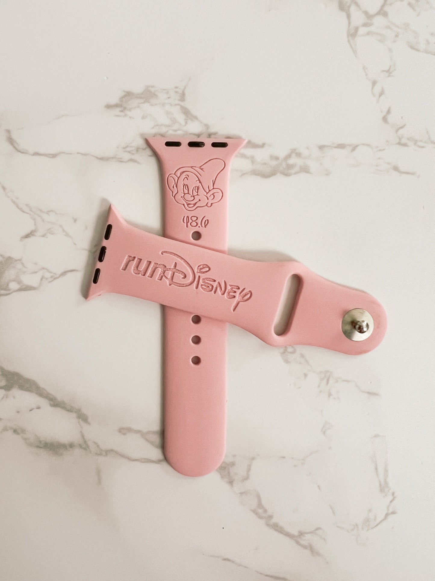 Dopey Challenge runDisney Inspired Watch Band // Engraved Silicone Watch Band // Custom Designs