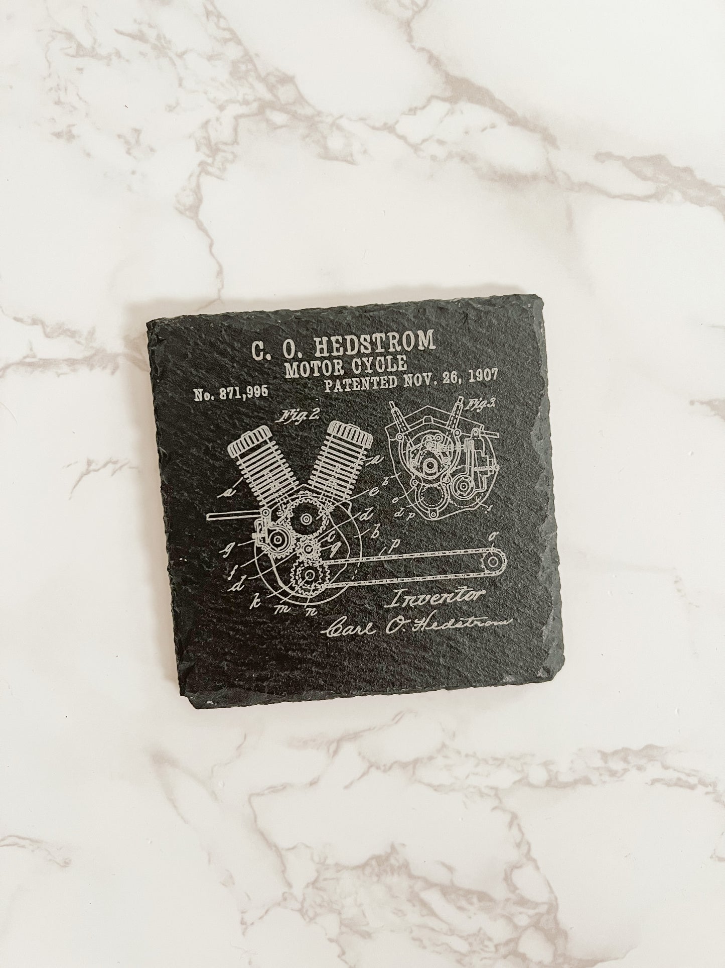 Indian Motorcycle Patent Slate Coasters