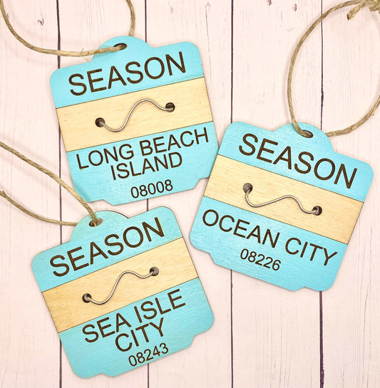 Beach Badge Ornament // Shore Ornaments // Beach Badge Pass Ornament // Custom Ornament
