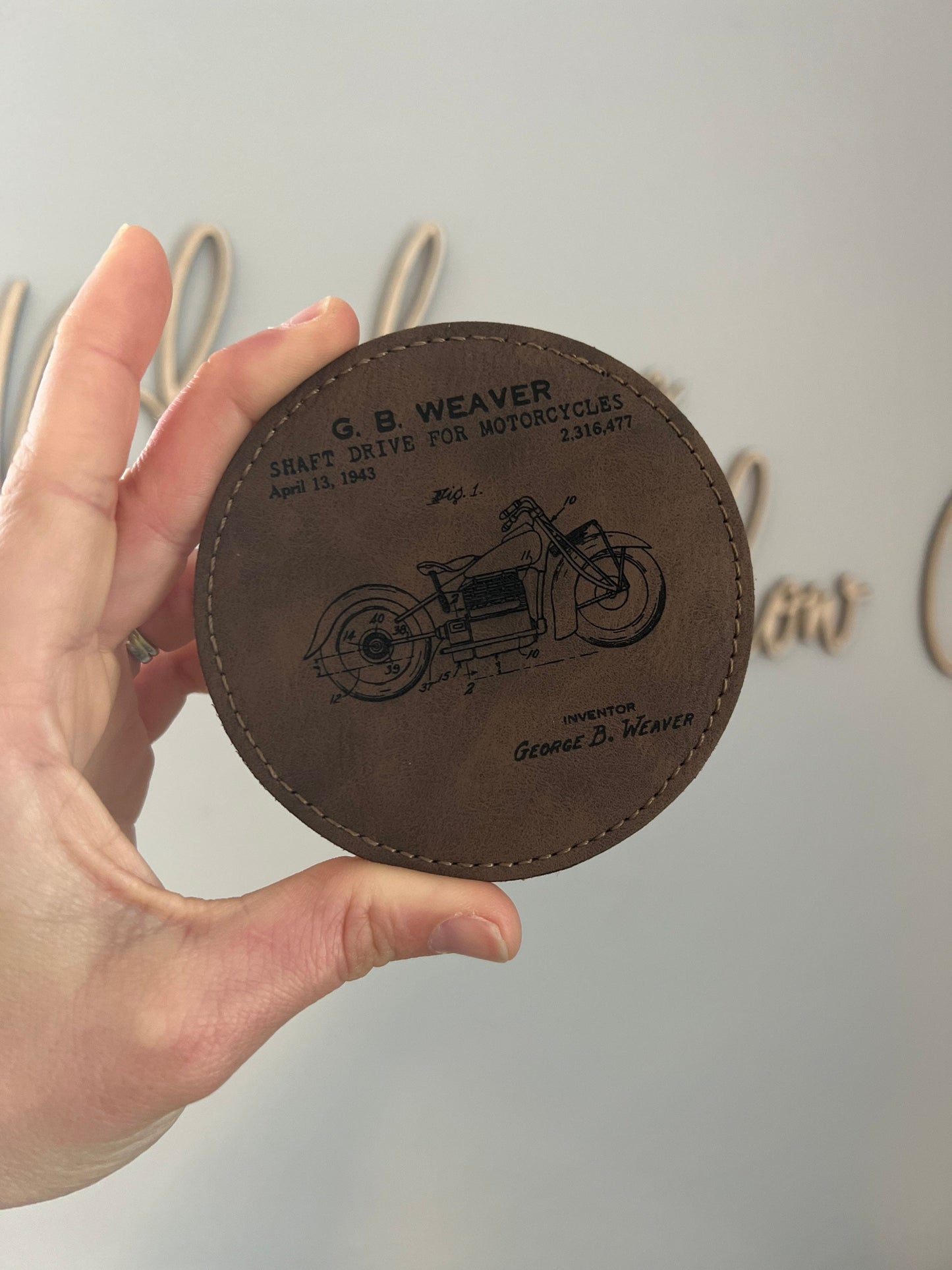 Indian Motorcycle Patent Coasters // Set of 6 Coasters // Leather Coasters // Indian Motorcycle // Motorcycle Decor